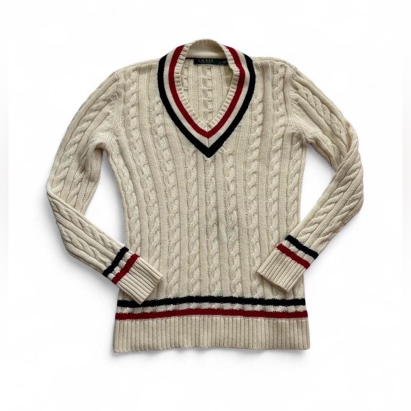 Lauren Ralph Lauren Sweaters - Women’s Lauren Ralph Lauren Cricket Tennis V Neck Pullover Cable Knit Sweater M